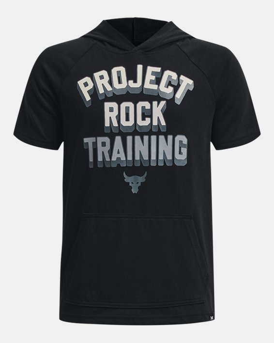 Boys' Project Rock Training Short Sleeve Hoodie in Black image number 0